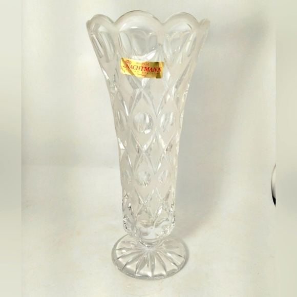 Nachtmann Seit 1834 Bleikristall 24% Crystal Bouquet Vase Germany 9 1/2 " Heavy - Picture 1 of 7
